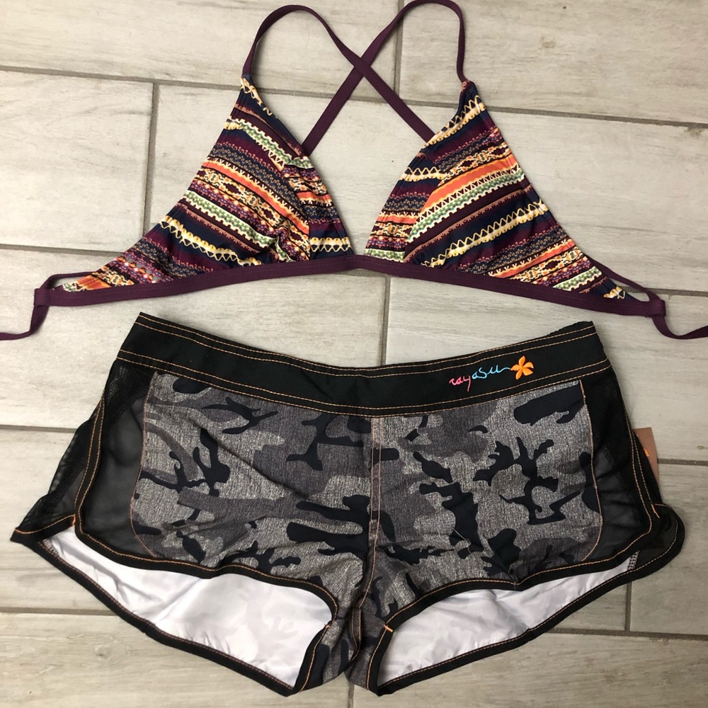 NWT Bikini Triangle Top & Board Shorts
